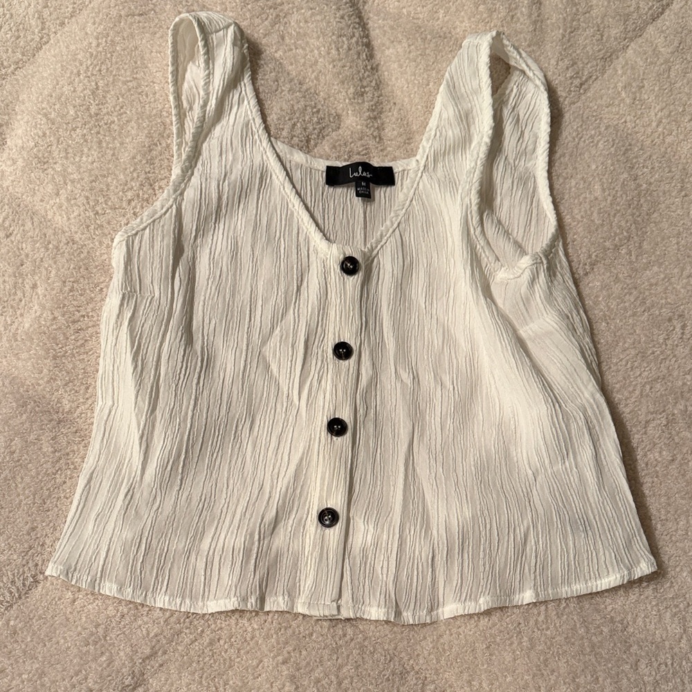 Lulu's Cream Textured Button-Up Blouse